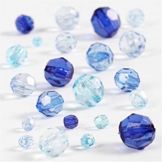 Facettenperlen, Größe 4-12 mm, Lochgröße 1-2,5 mm, Harmonie in Blau, 45 g/ 1 Pck