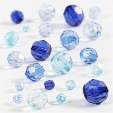 Facettenperlen-Mix, Größe 4-12 mm, Lochgröße 1-2,5 mm, Harmonie in Blau, 45 g/ 1 Pck