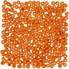 Rocailleperlen, D 3 mm, Größe 8/0 , Lochgröße 0,6-1,0 mm, Orange, 25 g/ 1 Pck