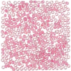 Rocailleperlen, D 3 mm, Größe 8/0, Lochgröße 0,6-1,0 mm, Kristall mit farbein, 25 g/ 1 Pck