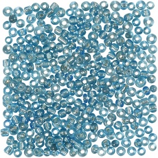 Rocailleperlen, D 3 mm, Größe 8/0, Lochgröße 0,6-1,0 mm, Türkis transparent, 25 g/ 1 Pck