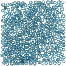 Rocailleperlen, D 3 mm, Größe 8/0 , Lochgröße 0,6-1,0 mm, Türkis transparent, 25 g/ 1 Pck