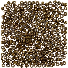 Rocailleperlen, D 3 mm, Größe 8/0, Lochgröße 0,6-1,0 mm, Bronze, 25 g/ 1 Pck