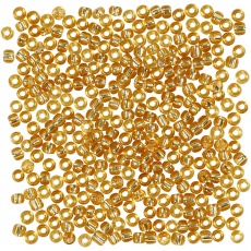 Rocailleperlen, D 3 mm, Größe 8/0 , Lochgröße 0,6-1,0 mm, Gold, 25 g/ 1 Pck