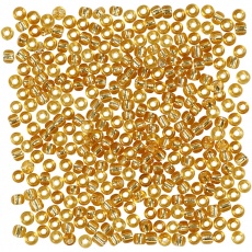 Rocailleperlen, D 3 mm, Größe 8/0, Lochgröße 0,6-1,0 mm, Gold, 25 g/ 1 Pck