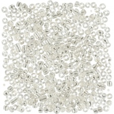 Rocailleperlen, D 3 mm, Größe 8/0, Lochgröße 0,6-1,0 mm, Silber, 25 g/ 1 Pck