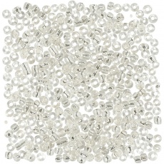 Rocailleperlen, D 3 mm, Größe 8/0 , Lochgröße 0,6-1,0 mm, Silber, 25 g/ 1 Pck