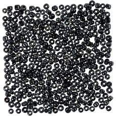 Rocailleperlen, D 3 mm, Größe 8/0, Lochgröße 0,6-1,0 mm, Schwarz metallic, 25 g/ 1 Pck