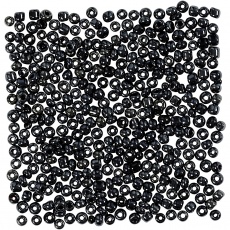 Rocailleperlen, D 3 mm, Größe 8/0 , Lochgröße 0,6-1,0 mm, Schwarz metallic, 25 g/ 1 Pck