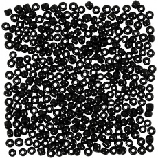 Rocailleperlen, D 3 mm, Größe 8/0, Lochgröße 0,6-1,0 mm, Schwarz, 25 g/ 1 Pck