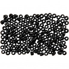 Rocailleperlen, D 3 mm, Größe 8/0, Lochgröße 0,6-1,0 mm, Schwarz, 500 g/ 1 Pck