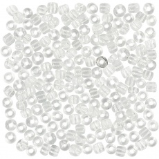 Rocailleperlen, D 4 mm, Größe 6/0 , Lochgröße 0,9-1,2 mm, Transparent, 25 g/ 1 Pck