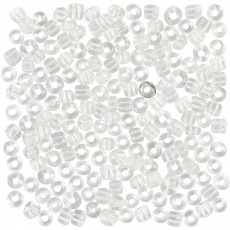 Rocailleperlen, D 4 mm, Größe 6/0, Lochgröße 0,9-1,2 mm, Transparent, 25 g/ 1 Pck