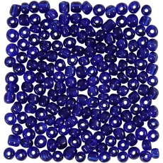 Rocailleperlen, D 4 mm, Größe 6/0, Lochgröße 0,9-1,2 mm, Kobaltblau, 25 g/ 1 Pck