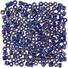 Rocailleperlen, D 4 mm, Größe 6/0 , Lochgröße 0,9-1,2 mm, Blau irisierend, 25 g/ 1 Pck