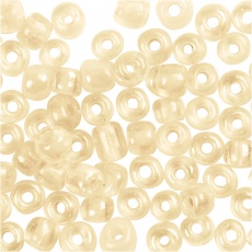 Rocailleperlen, D 3 mm, Größe 8/0, Lochgröße 0,6-1,0 mm, Elfenbein, 25 g/ 1 Pck