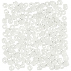 Rocailleperlen, D 4 mm, Größe 6/0, Lochgröße 0,9-1,2 mm, Perlmuttweiß, 25 g/ 1 Pck