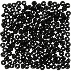 Rocailleperlen, D 4 mm, Größe 6/0, Lochgröße 0,9-1,2 mm, Schwarz, 25 g/ 1 Pck