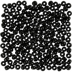 Rocailleperlen, D 4 mm, Größe 6/0 , Lochgröße 0,9-1,2 mm, Schwarz, 25 g/ 1 Pck