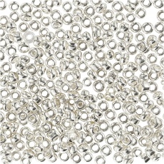 Rocailleperlen, D 1,7 mm, Größe 15/0 , Lochgröße 0,5-0,8 mm, Silver Metall, 25 g/ 1 Pck