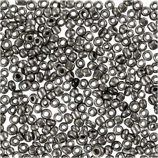 Rocailleperlen, D 1,7 mm, Größe 15/0, Lochgröße 0,5-0,8 mm, Grau Metall, 25 g/ 1 Pck