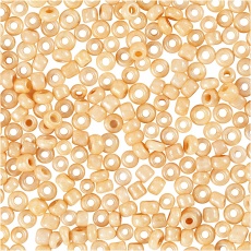 Rocailleperlen, D 1,7 mm, Größe 15/0, Lochgröße 0,5-0,8 mm, Hellpfirsich, 25 g/ 1 Pck