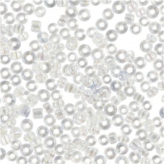 Rocailleperlen, D 1,7 mm, Größe 15/0, Lochgröße 0,5-0,8 mm, Transparent, 25 g/ 1 Pck