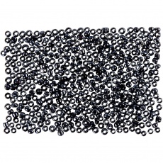 Rocailleperlen, D 1,7 mm, Größe 15/0, Lochgröße 0,5-0,8 mm, Dunkelgrau, 500 g/ 1 Btl.