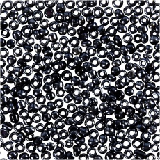 Rocailleperlen, D 1,7 mm, Größe 15/0, Lochgröße 0,5-0,8 mm, Dunkelgrau, 25 g/ 1 Pck