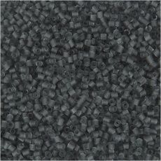 Rocaille Seed Beads 2-cut, D 1,7 mm, Größe 15/0 , Lochgröße 0,5 mm, Transparent Grau, 25 g/ 1 Pck