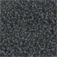 Rocaille Seed Beads 2-cut, D 1,7 mm, Größe 15/0, Lochgröße 0,5 mm, Transparent Grau, 25 g/ 1 Pck