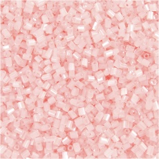 Rocaille Seed Beads 2-cut, D 1,7 mm, Größe 15/0 , Lochgröße 0,5 mm, Transparent Rosa, 25 g/ 1 Pck