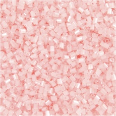 Rocaille Seed Beads 2-cut, D 1,7 mm, Größe 15/0, Lochgröße 0,5 mm, Transparent Rosa, 25 g/ 1 Pck