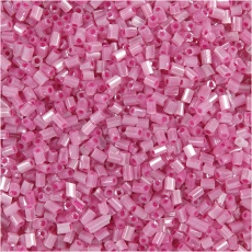 Rocaille Seed Beads 2-cut, D 1,7 mm, Größe 15/0, Lochgröße 0,5 mm, Rosa, 25 g/ 1 Pck
