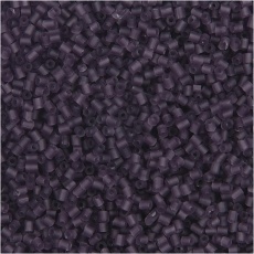 Rocaille Seed Beads 2-cut, D 1,7 mm, Größe 15/0 , Lochgröße 0,5 mm, Frosted Lila, 25 g/ 1 Pck