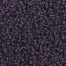 Rocaille Seed Beads 2-cut, D 1,7 mm, Größe 15/0, Lochgröße 0,5 mm, Frosted Lila, 25 g/ 1 Pck