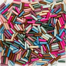 Bead Mix, L 6 mm, D 1,5-2 mm, Lochgröße 1 mm, Metallic-Farben, 130 g/ 1 Pck