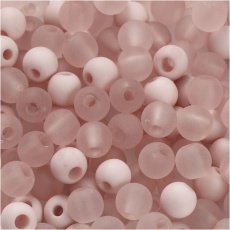 Kunststoffperlen, D 6 mm, Lochgröße 2 mm, Rosa, 40 g/ 1 Pck