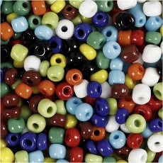 Rocailleperlen, D 4 mm, Größe 6/0, Lochgröße 0,9-1,2 mm, Sortierte Farben, 130 g/ 1 Pck