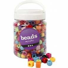 Kunststoffperlen, Größe 11 mm, Lochgröße 7 mm, Sortierte Farben, 420 g, 700 ml/ 1 Dose