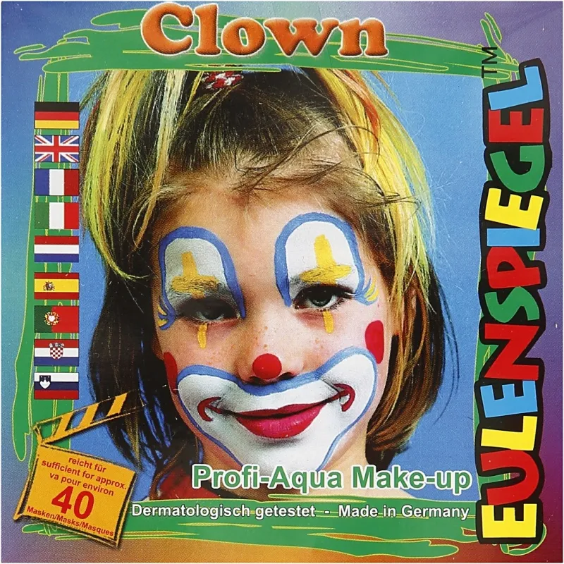 Eulenspiegel Gesichtsschminke - Motivset, Clown, Sortierte Farben, 1 Set