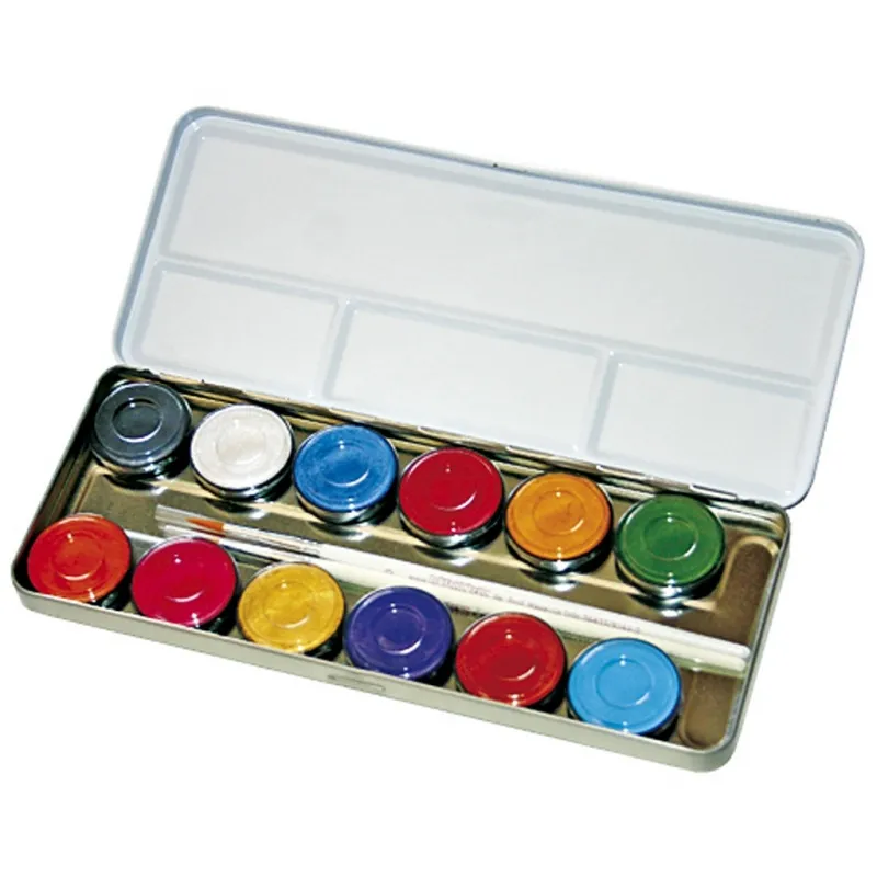 Eulenspiegel Gesichtsschminke, Weiß, 12 Farbe/ 1 Set