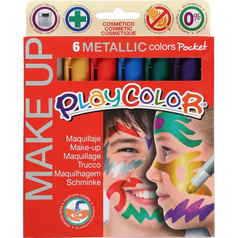 Playcolor Make up, Metallic, Sortierte Farben, 6x5 g/ 1 Pck
