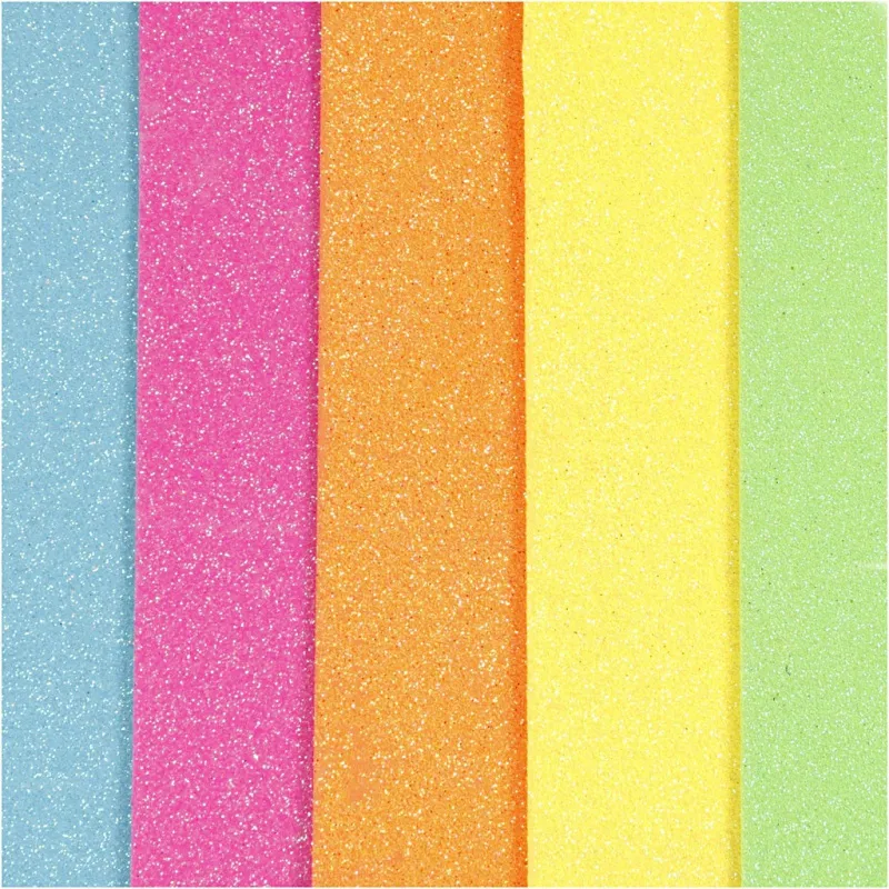 Moosgummi, A5, Blatt 150x210 mm, Dicke 2 mm, Sortierte Farben, 5 Bl./ 1 Pck