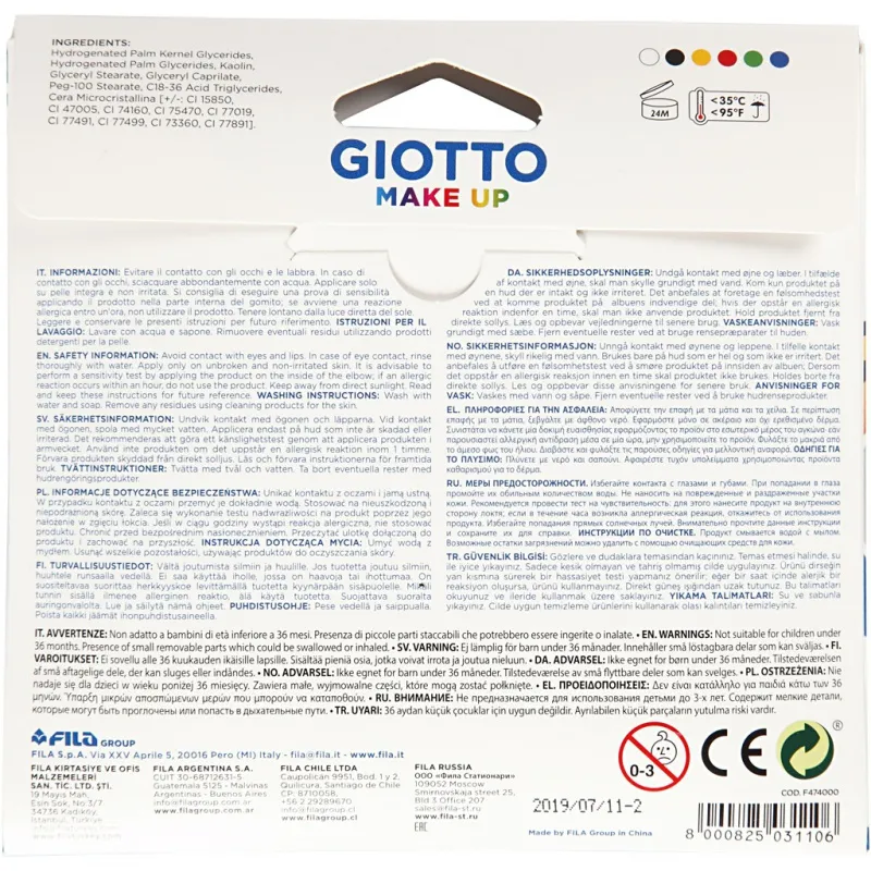 Schminkstifte, Sortiment, L 9 cm, Standard-Farben, 6 Stk/ 1 Pck