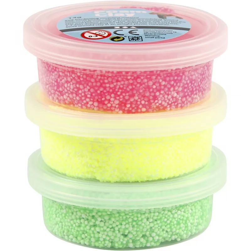 Foam Clay® , Hellgrün, Neonpink, Neongelb, 3x14 g/ 1 Pck