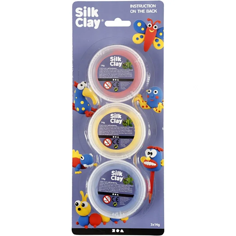 Silk Clay®, Blau, Rot, Gelb, 3x14 g/ 1 Pck