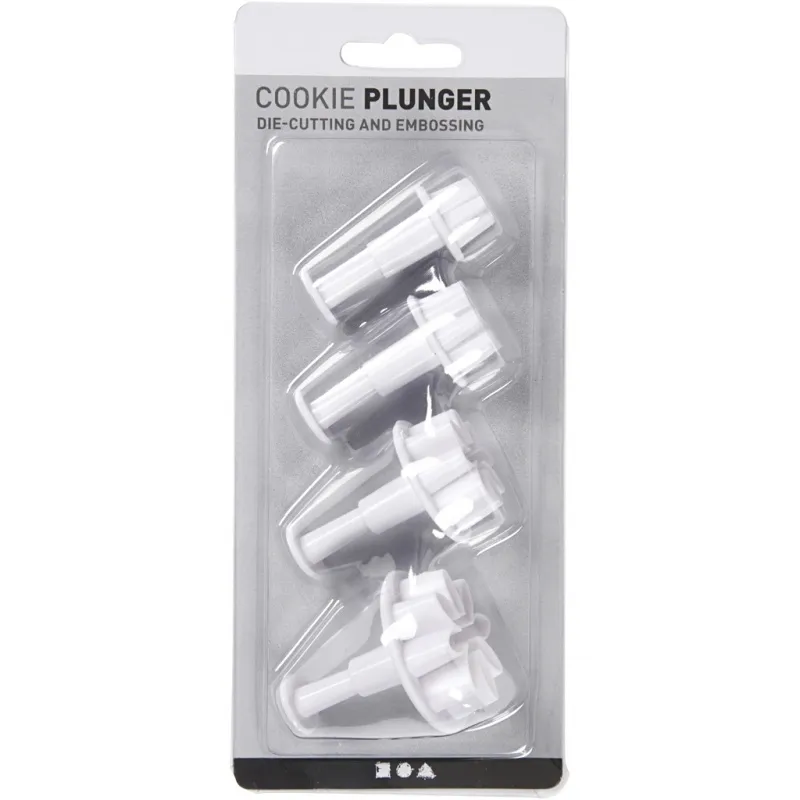 Ausstecher mit Stempelgriff, Stern, D 2,1+2,3+2,6 cm, Weiß, 3 Stk/ 1 Pck
