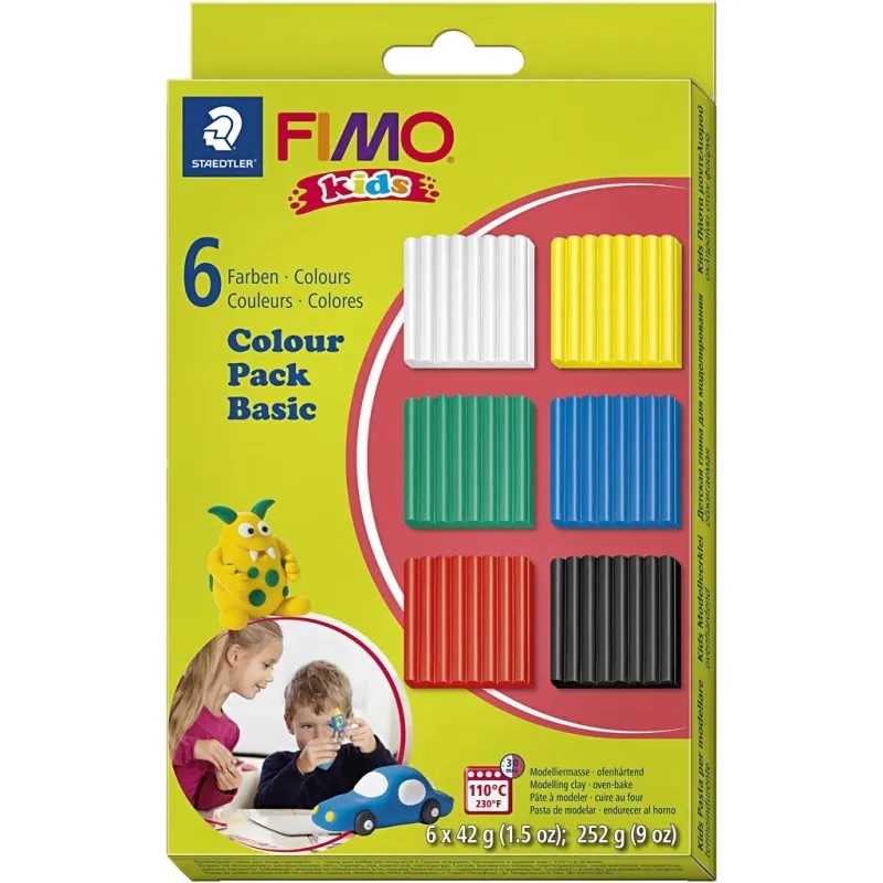 FIMO® Kids Clay, Standard-Farben, 6x42 g/ 1 Pck