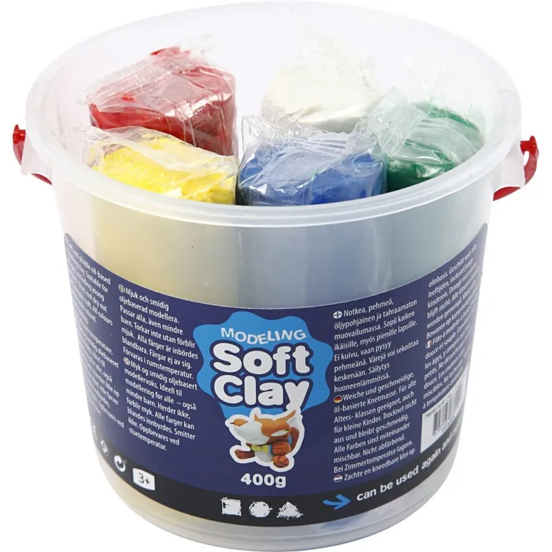 Knetmasse, H 9,5 cm, Sortierte Farben, 5x80 g/ 1 Eimer